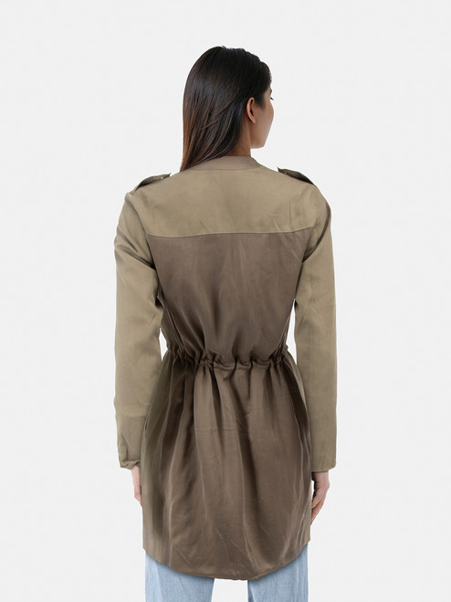 All Saints Khaki Asymmetric Zip Ellaria Coat All Saints Khaki Asymmetric Zip Ellaria Coat