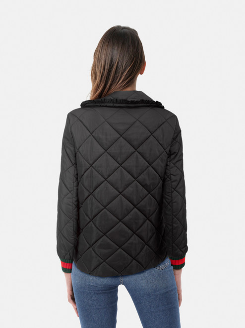 Gucci Black Quilted Faux Pearl Button Jacket