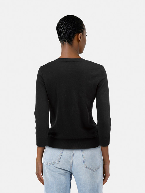 Moschino Black Wool Bow Detail Jumper