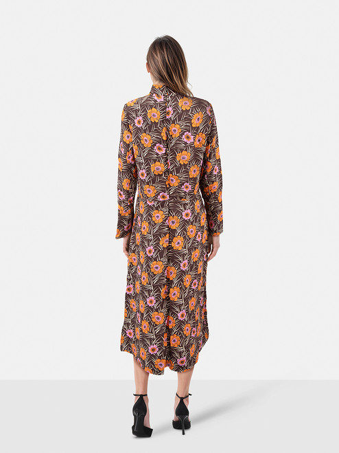 Marni Floral Print Midi Long Sleeves Dress