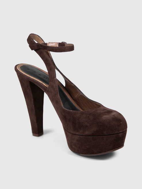 Marni Brown Suede Platform Ankle Strap Heels Marni Brown Suede Platform Ankle Strap Heels
