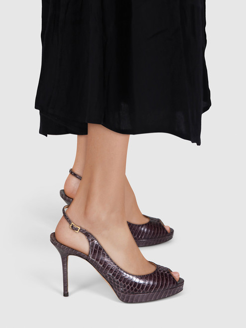 Jimmy Choo Purple Python Leather Sling Back Heels Jimmy Choo Purple Python Leather Sling Back Heels