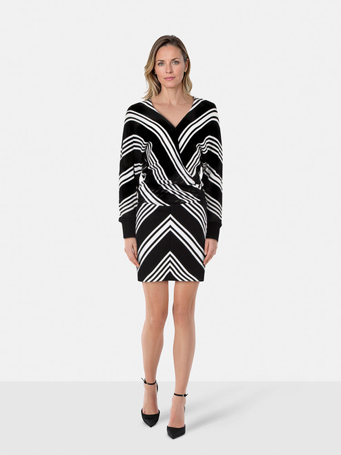 Balmain Black & White Long Sleeve Striped Dress Balmain Black & White Long Sleeve Striped Dress