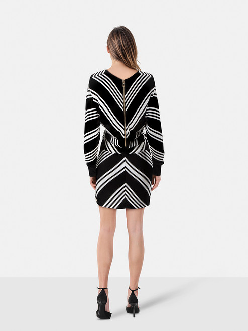 Balmain Black & White Long Sleeve Striped Dress Balmain Black & White Long Sleeve Striped Dress