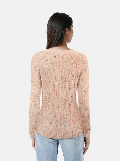 Balmain Pink Sheer Long Sleeve Sweater