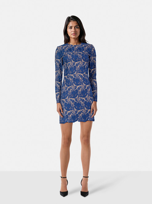 Stella McCartney Blue Lace Long Sleeves Dress Stella McCartney Blue Lace Long Sleeves Dress