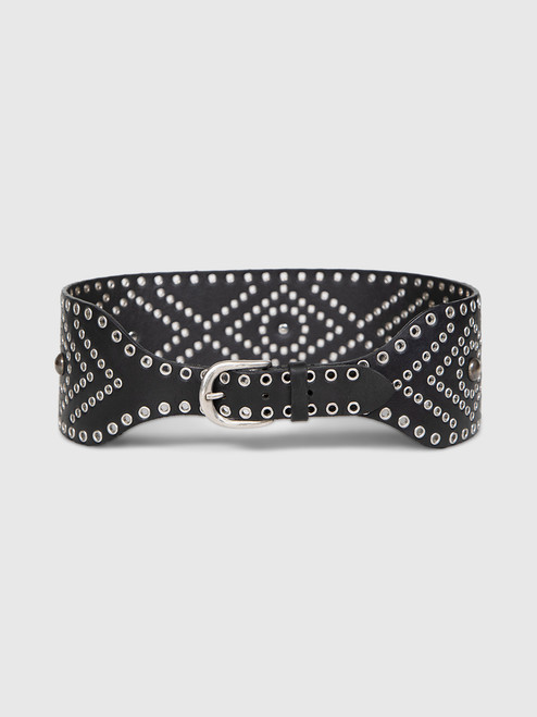 Isabel Marant Black Perforated Leather Wide Belt Isabel Marant Black Perforated Leather Wide Belt