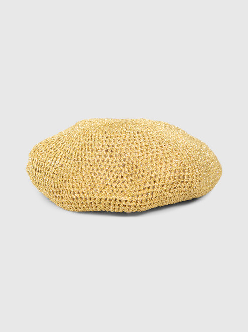 Gucci Gold Metallic Knitted Beret Gucci Gold Metallic Knitted Beret