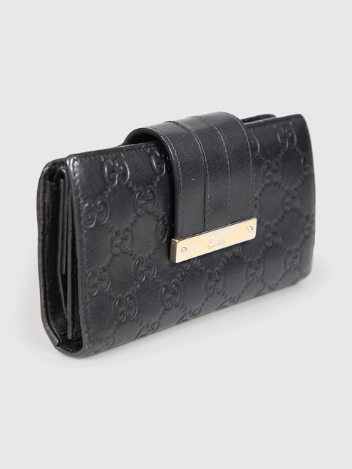 Gucci Black Leather Embossed Monogram Wallet Gucci Black Leather Embossed Monogram Wallet