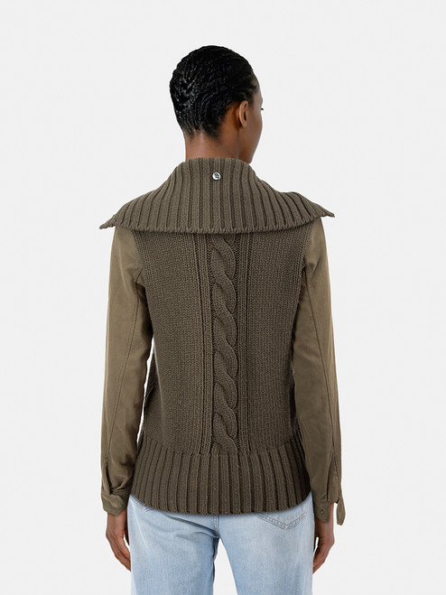 Alexander McQueen Green Wool Knit Panelled Jacket Alexander McQueen Green Wool Knit Panelled Jacket