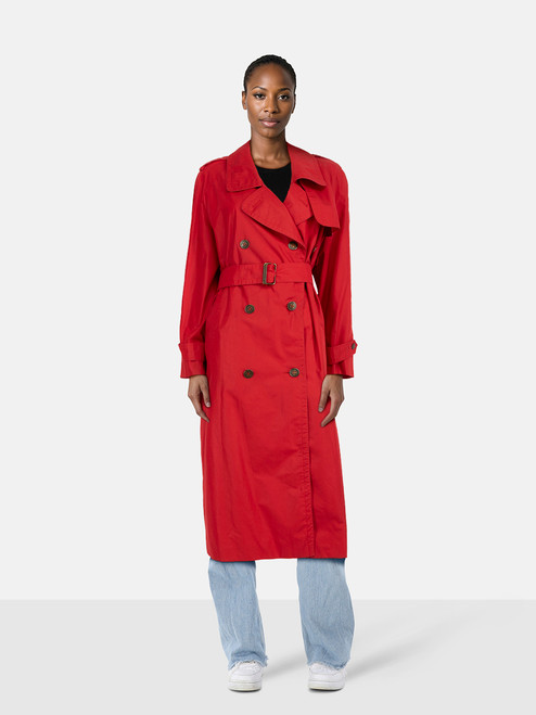 Aquascutum Red Double Breasted Long Trench Coat Aquascutum Red Double Breasted Long Trench Coat