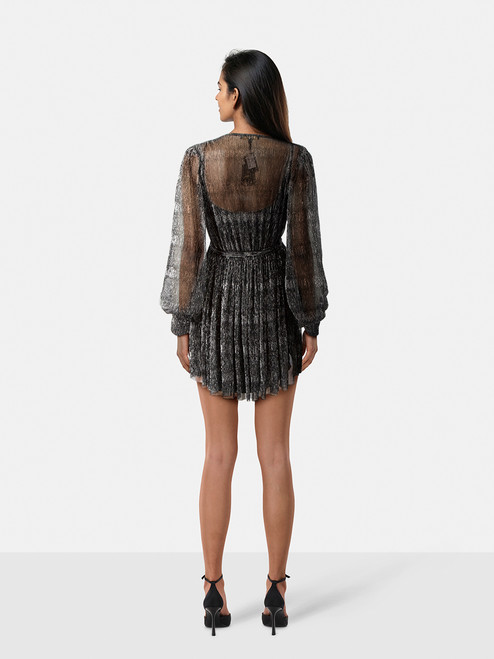 Maje Black Metallic Belted Mesh Dress Maje Black Metallic Belted Mesh Dress