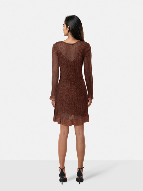 Missoni Brown Metallic Knit Long Sleeve Dress Missoni Brown Metallic Knit Long Sleeve Dress