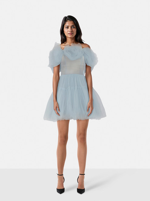Ana Radu Blue Tulle Off-Shoulder Dress Ana Radu Blue Tulle Off-Shoulder Dress
