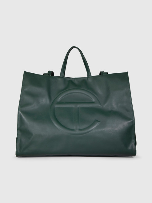 Telfar Dark Olive Vegan Leather Large Shopping Bag Telfar Dark Olive Vegan Leather Large Shopping Bag