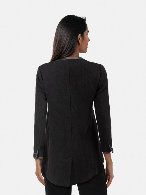 Isabel Marant Black Wool Goat Leather Button Coat Isabel Marant Black Wool Goat Leather Button Coat