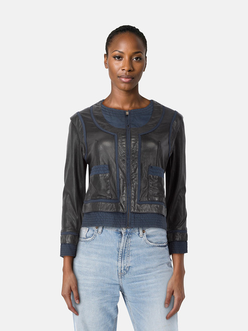 Roberto Cavalli Black Perforated Leather Jacket Roberto Cavalli Black Perforated Leather Jacket