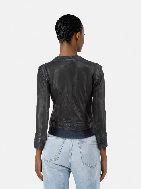 Roberto Cavalli Black Perforated Leather Jacket Roberto Cavalli Black Perforated Leather Jacket