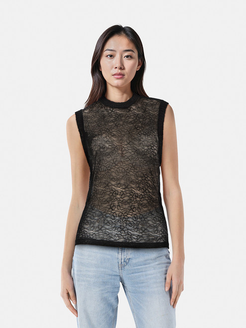 Dolce & Gabbana Black Floral Mesh Vest Dolce & Gabbana Black Floral Mesh Vest