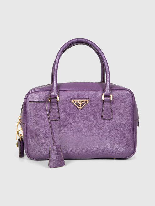Prada Purple Saffiano Leather Lux Bauletto Bag Prada Purple Saffiano Leather Lux Bauletto Bag