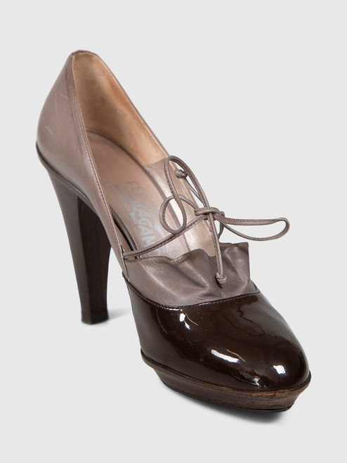 Salvatore Ferragamo Brown Leather Bow Detail Pumps Salvatore Ferragamo Brown Leather Bow Detail Pumps