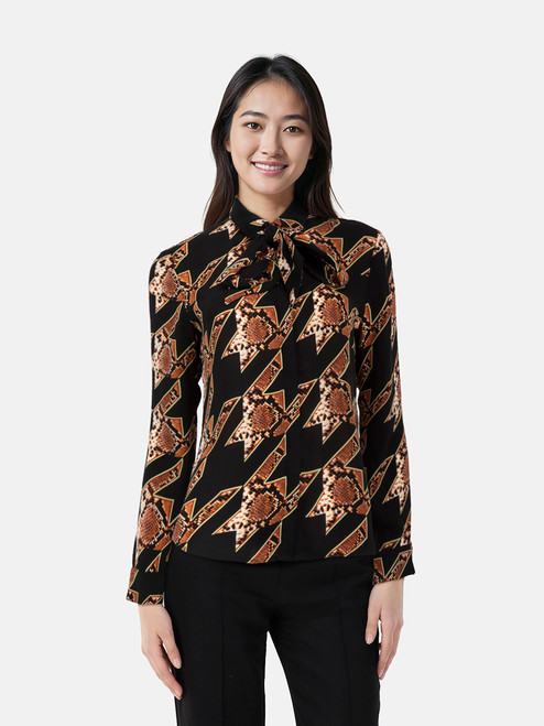 Vince Snakeskin & Houndstooth Print Blouse Vince Snakeskin & Houndstooth Print Blouse