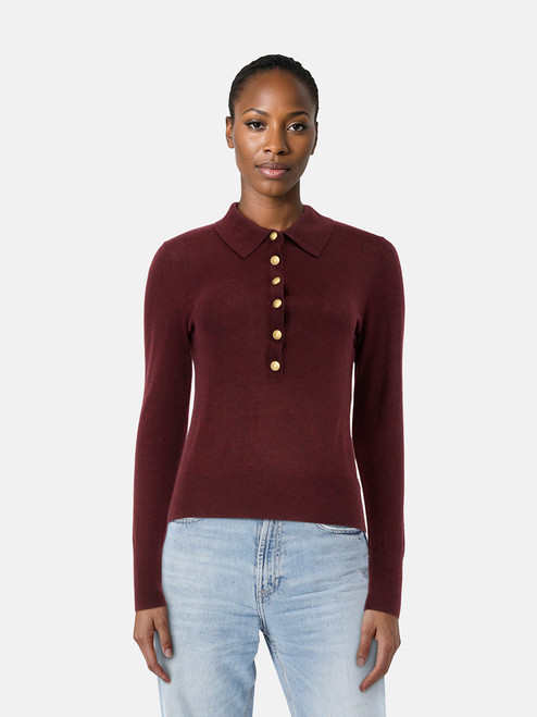L'Agence Burgundy Knit Buttoned Top L'Agence Burgundy Knit Buttoned Top