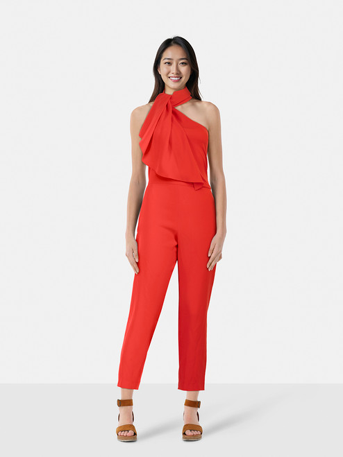 Lanvin Red Strapless Neck Scarf Jumpsuit Lanvin Red Strapless Neck Scarf Jumpsuit