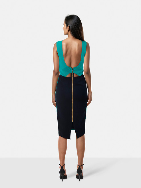 Roland Mouret Turquoise Midi Back Cut Out Dress Roland Mouret Turquoise Midi Back Cut Out Dress