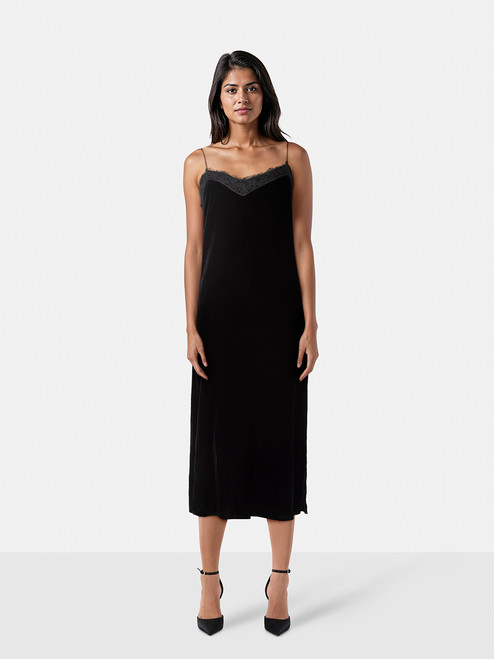 All Saints Black Velvet Noa Midi Dress All Saints Black Velvet Noa Midi Dress