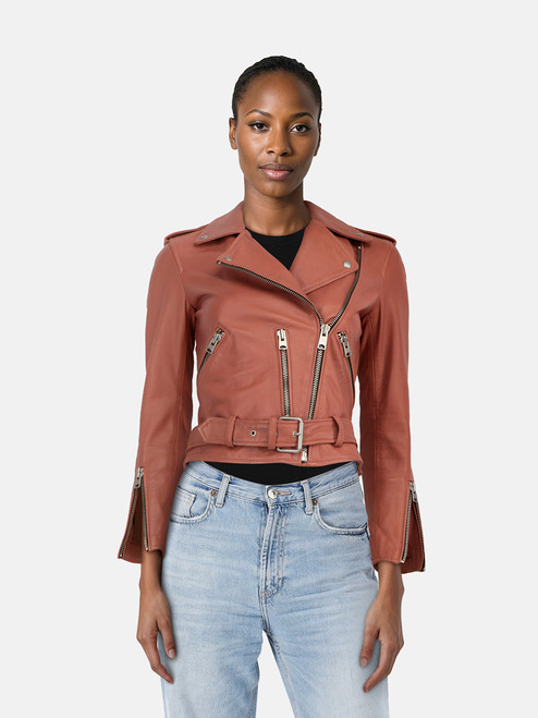 All Saints Terracotta Leather Balfern Biker Jacket All Saints Terracotta Leather Balfern Biker Jacket