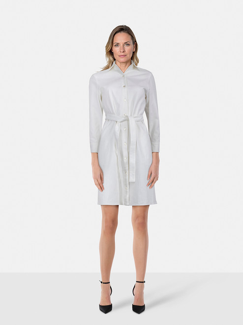 Theory White Belted Knee Length Shirt Dress Theory White Belted Knee Length Shirt Dress
