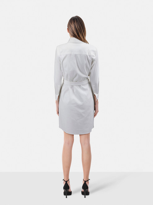 Theory White Belted Knee Length Shirt Dress Theory White Belted Knee Length Shirt Dress