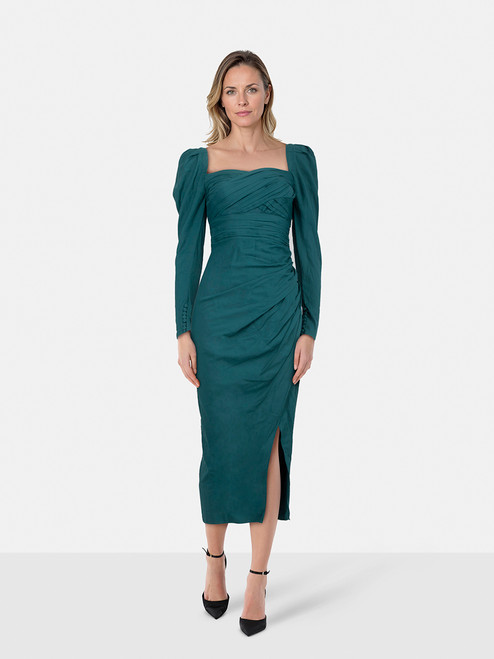 Self-Portrait Teal Sweetheart Neckline Midi Dress Self-Portrait Teal Sweetheart Neckline Midi Dress