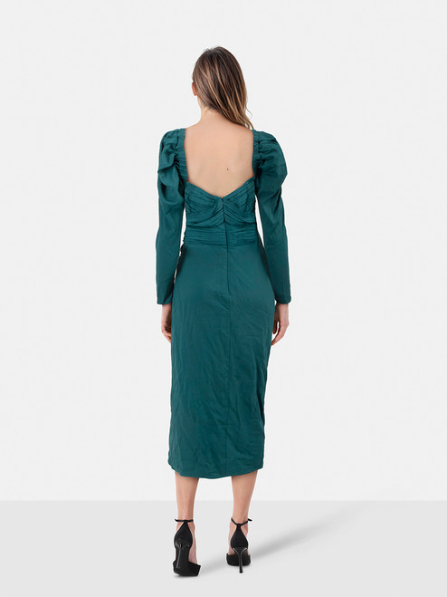 Self-Portrait Teal Sweetheart Neckline Midi Dress Self-Portrait Teal Sweetheart Neckline Midi Dress