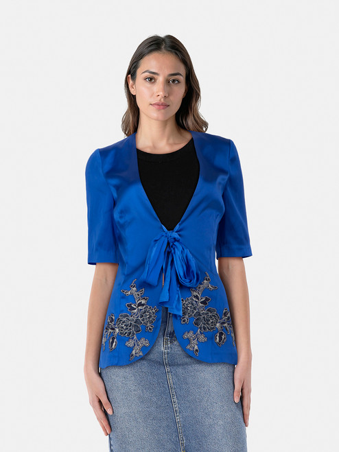 La Perla Blue Silk Front Tie Kimono Robe La Perla Blue Silk Front Tie Kimono Robe