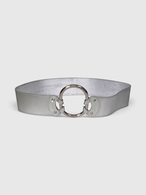 Prada Silver Metallic Leather Wide Belt Prada Silver Metallic Leather Wide Belt