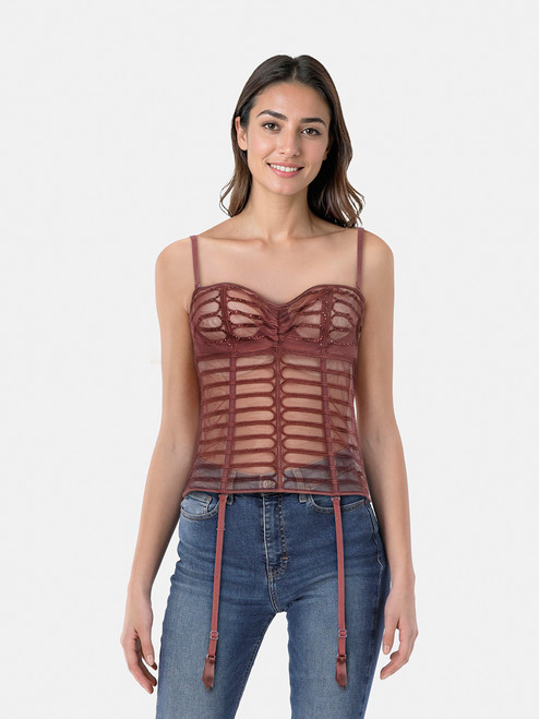 La Perla Brown Sheer Corset Bustier La Perla Brown Sheer Corset Bustier