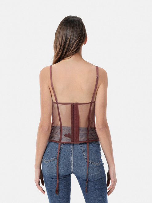 La Perla Brown Sheer Corset Bustier La Perla Brown Sheer Corset Bustier
