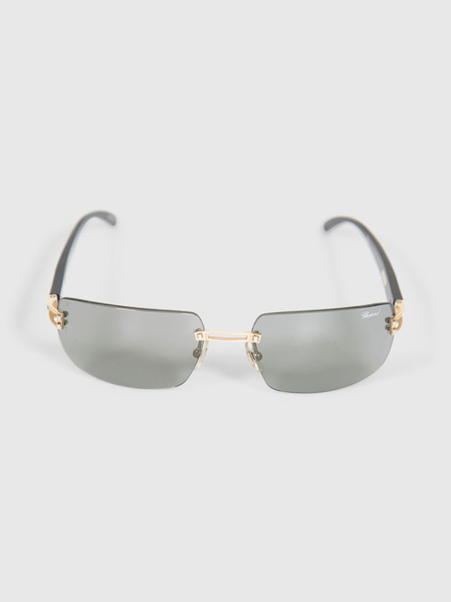 Chopard 18kt Gold Black Rectangle Sunglasses Chopard 18kt Gold Black Rectangle Sunglasses
