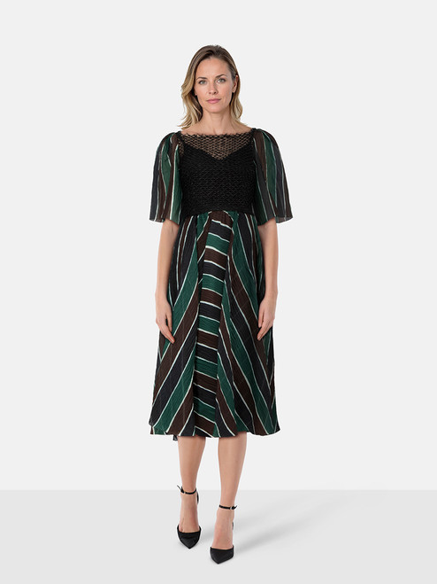 Dolce & Gabbana Striped Silk Midi Dress Dolce & Gabbana Striped Silk Midi Dress