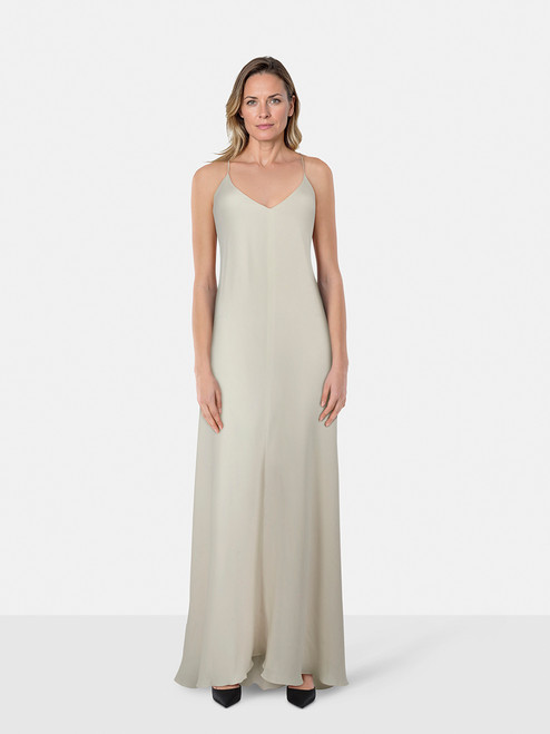 Calvin Klein Ecru Silk Sleeveless Evening Dress Calvin Klein Ecru Silk Sleeveless Evening Dress