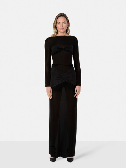 Helsa Black Long Sleeve Bodycon Maxi Gown