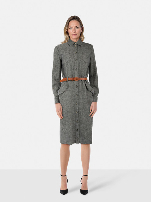 Alexander McQueen Grey Wool Belted Shirt Dress Alexander McQueen Grey Wool Belted Shirt Dress
