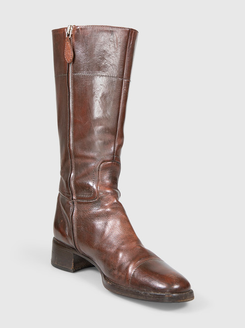 Jil Sander Brown Mid Calf Leather Boots Jil Sander Brown Mid Calf Leather Boots