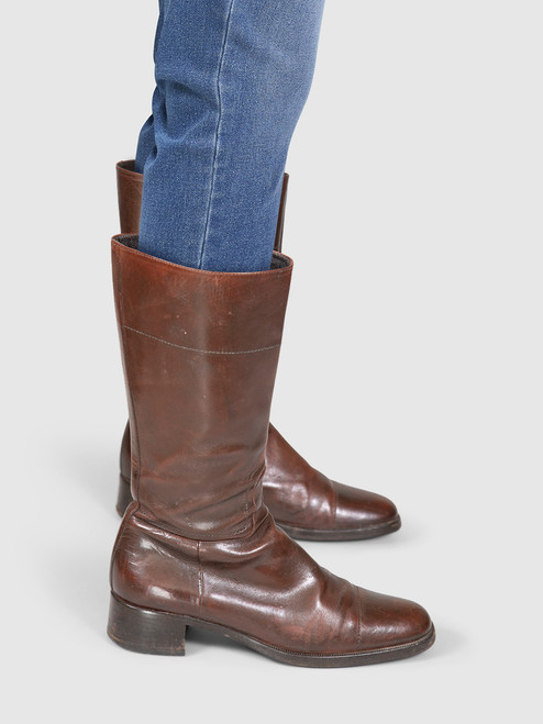 Jil Sander Brown Mid Calf Leather Boots Jil Sander Brown Mid Calf Leather Boots