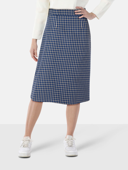 Marni Blue Tartan Wool Midi A-Line Skirt Marni Blue Tartan Wool Midi A-Line Skirt
