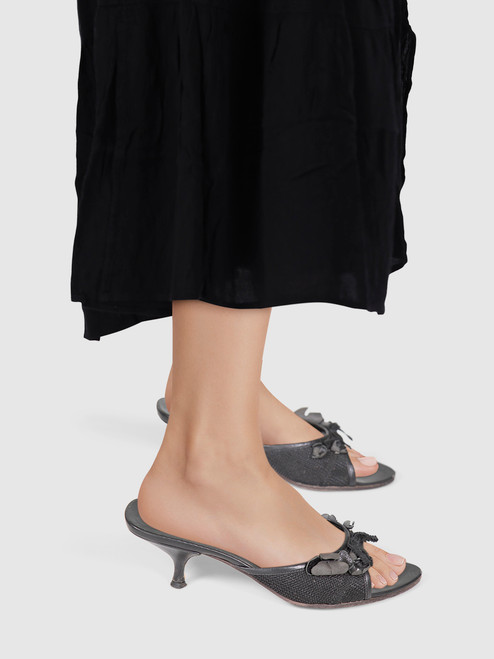 Miu Miu Black Mesh Kitten Heel Mules Miu Miu Black Mesh Kitten Heel Mules