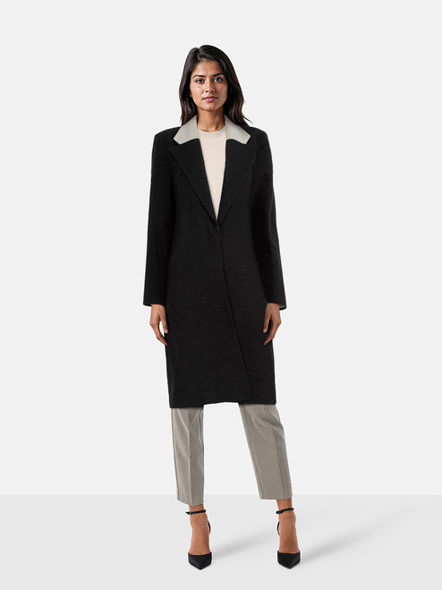 Helmut Lang Black Wool Long Single Breast Coat Helmut Lang Black Wool Long Single Breast Coat