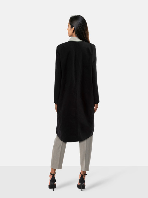 Helmut Lang Black Wool Long Single Breast Coat Helmut Lang Black Wool Long Single Breast Coat